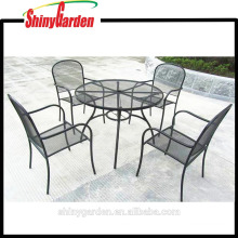 Garten-Yard-speisener Satz des Patio-5pcs, Metallineinander greifen-Tischplatte, stapelbare Stühle